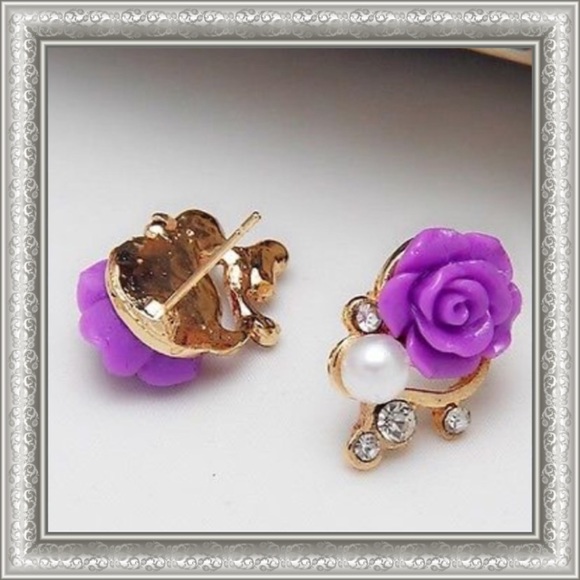 Purple Rose Earrings ๐น - Picture 3 of 5
